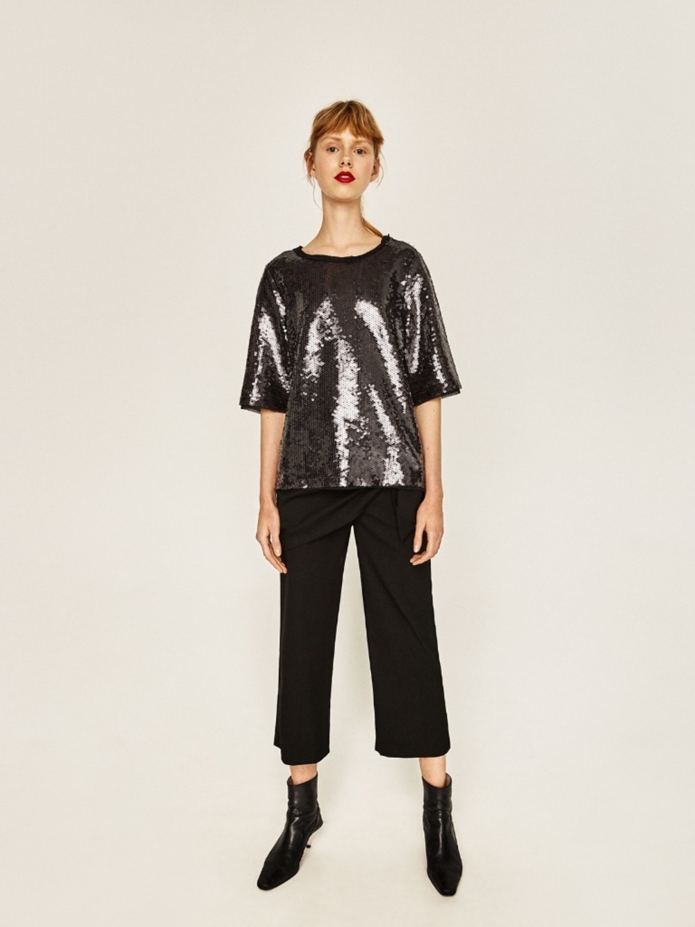 Zara Black Silver Sequin Top - EUC - Picture 2 of 5